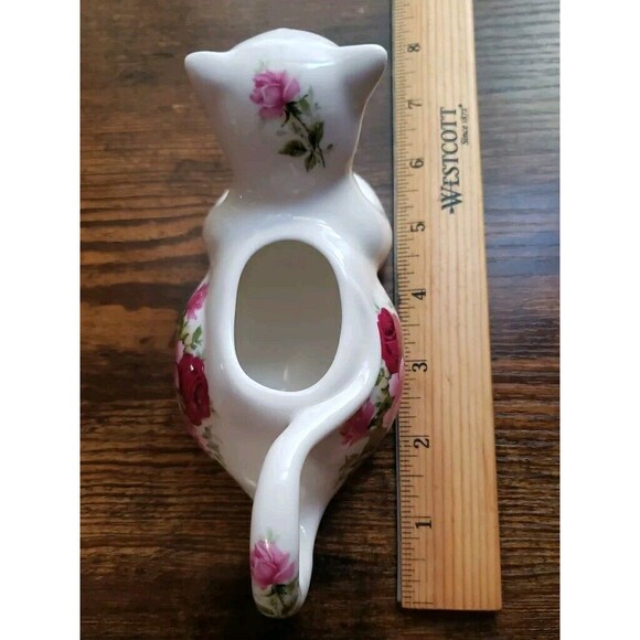 Golden Crown E & R Fine Bone China Cat Creamer White Floral Gold Trim - Picture 9 of 9
